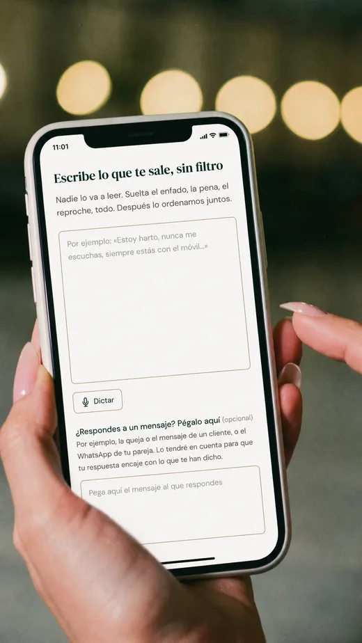 La herramienta «Di lo que quieres decir» abierta en un móvil