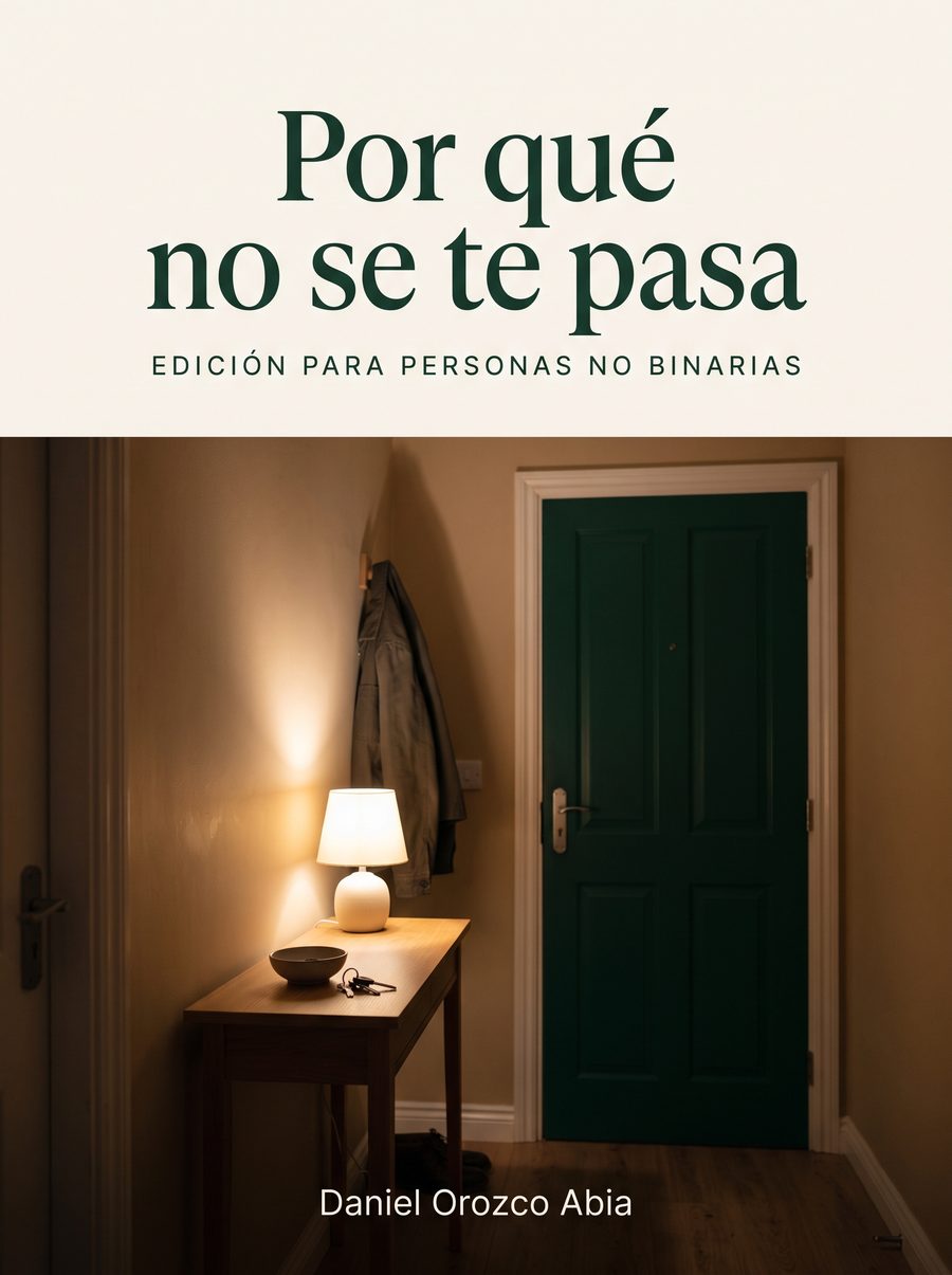 Portada de la guía «Por qué no se te pasa», edición para personas no binarias, de Daniel Orozco Abia
